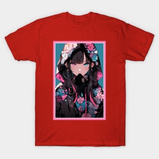 Aesthetic Anime Girl Pink Rosa Black | Quality Aesthetic Anime Design | Chibi Manga Anime Art T-Shirt